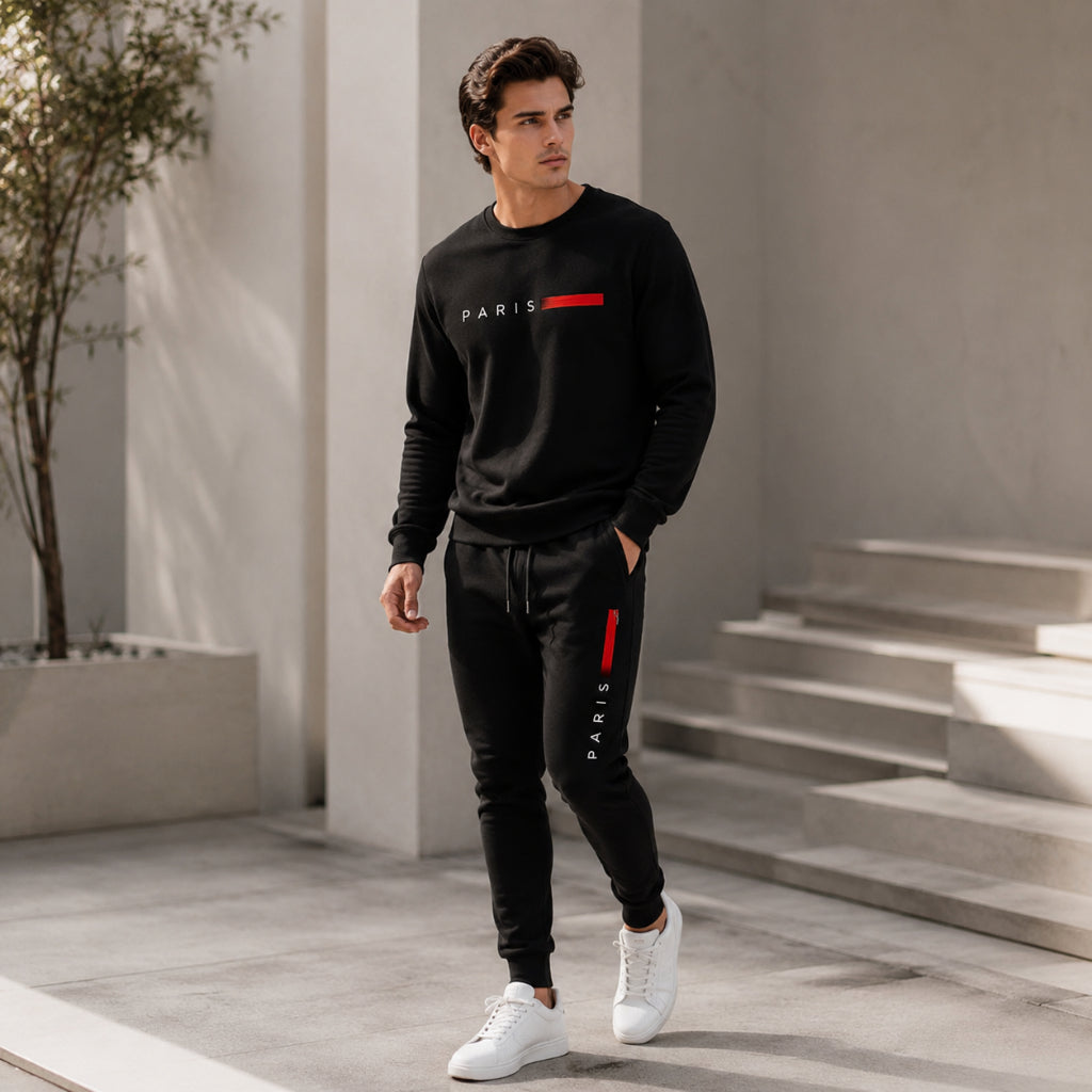 Conjunto Moletom Estampa Paris Streetwear Urbano