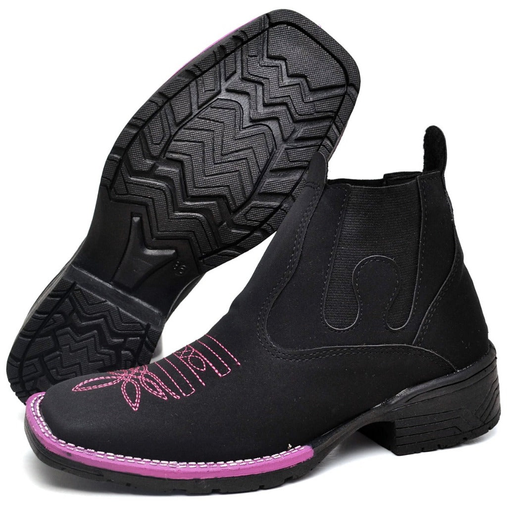 Botina Texana Country Feminina Preta - par completo