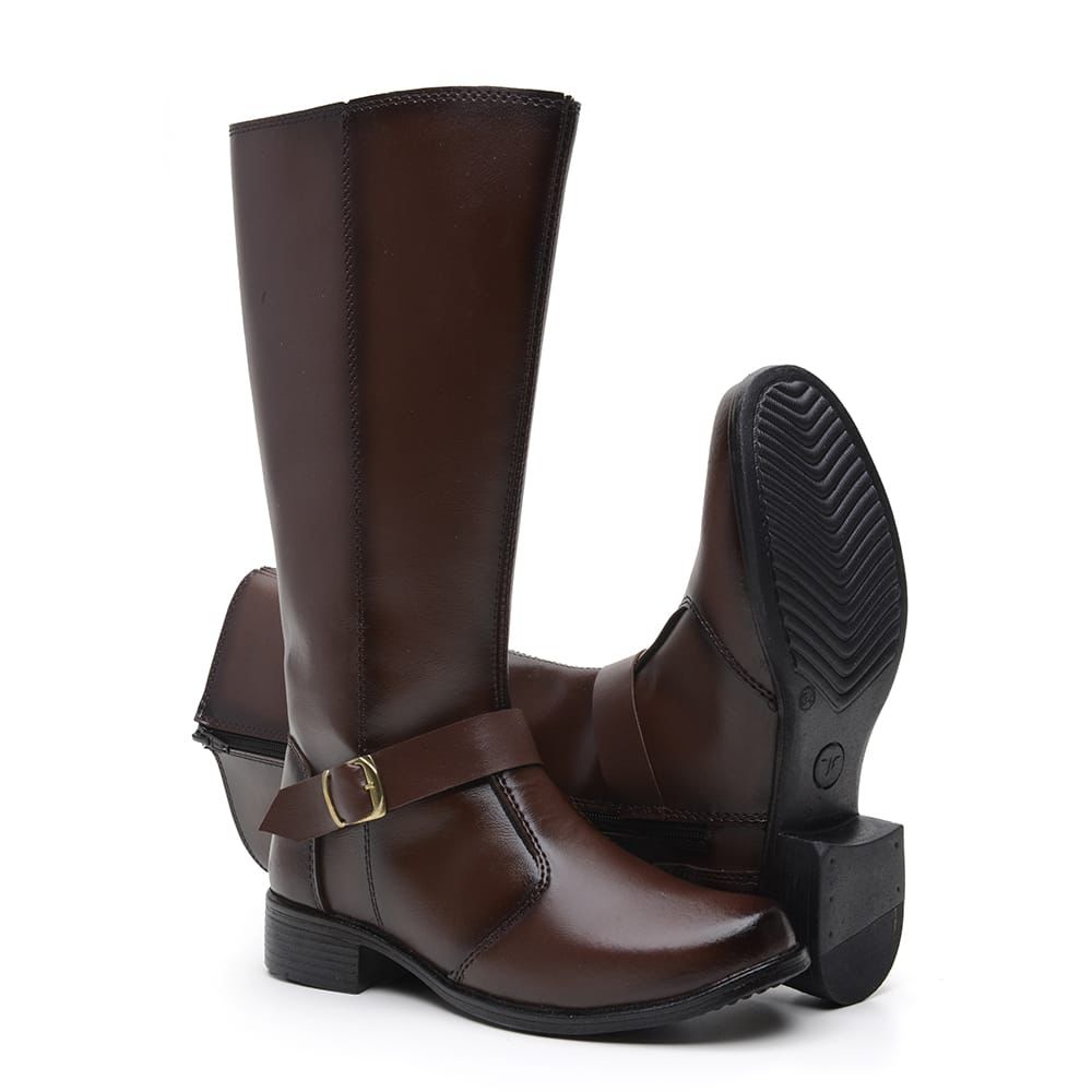 Bota Feminina Cano Alto Montaria — Caramelo — vista frontal
