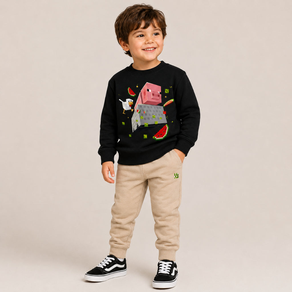Conjunto Moleron Infantil Careca do Mine Craft e Calça