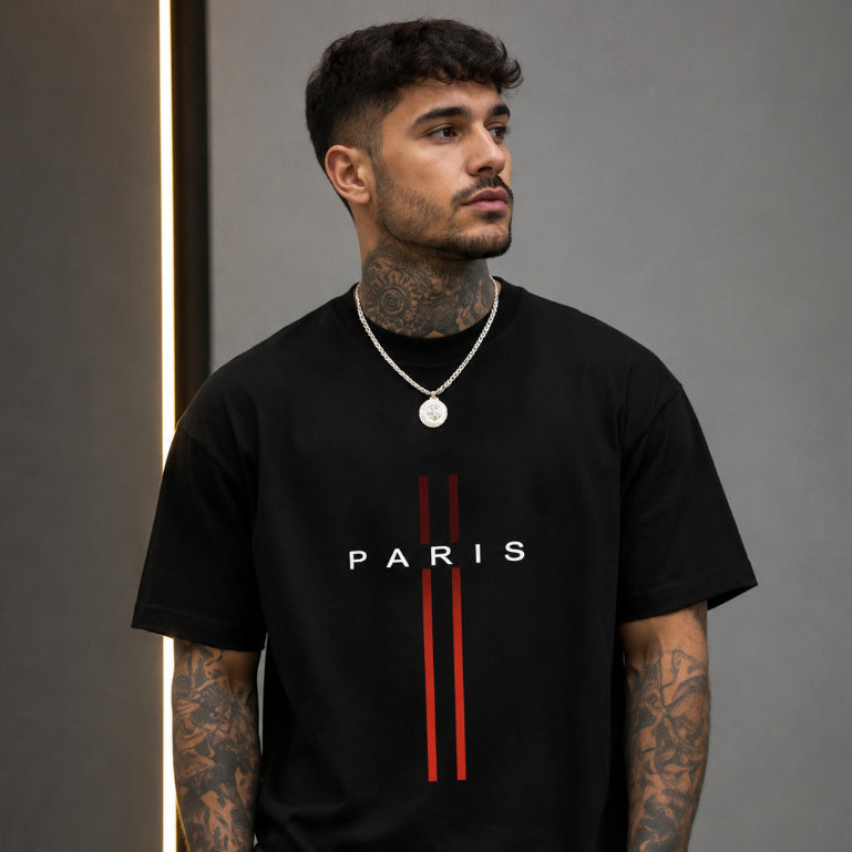 Camiseta Masculina Estampa Camisa Paris Vertical
