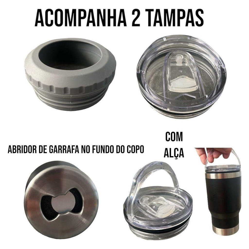 Copo Térmico Aço Inox — Parede Dupla com Isolamento Térmico que Mantém a Temperatura por Horas, Material Durável Antivazamento e Design Moderno, Ideal para Café, Água Gelada, Viagens e Uso no Trabalho