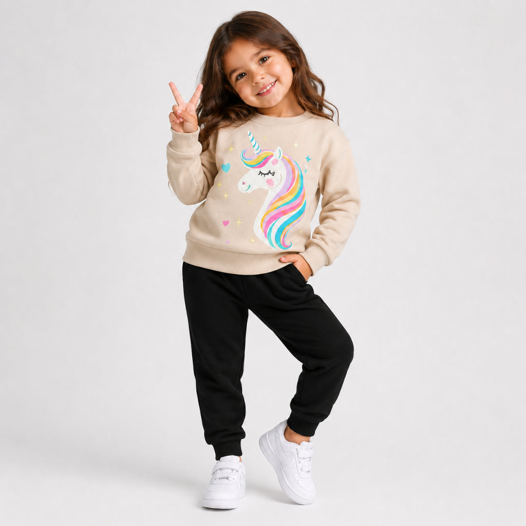 Conjunto Moleton Infantil Unicórnio Desenho Menina Broqueirinha