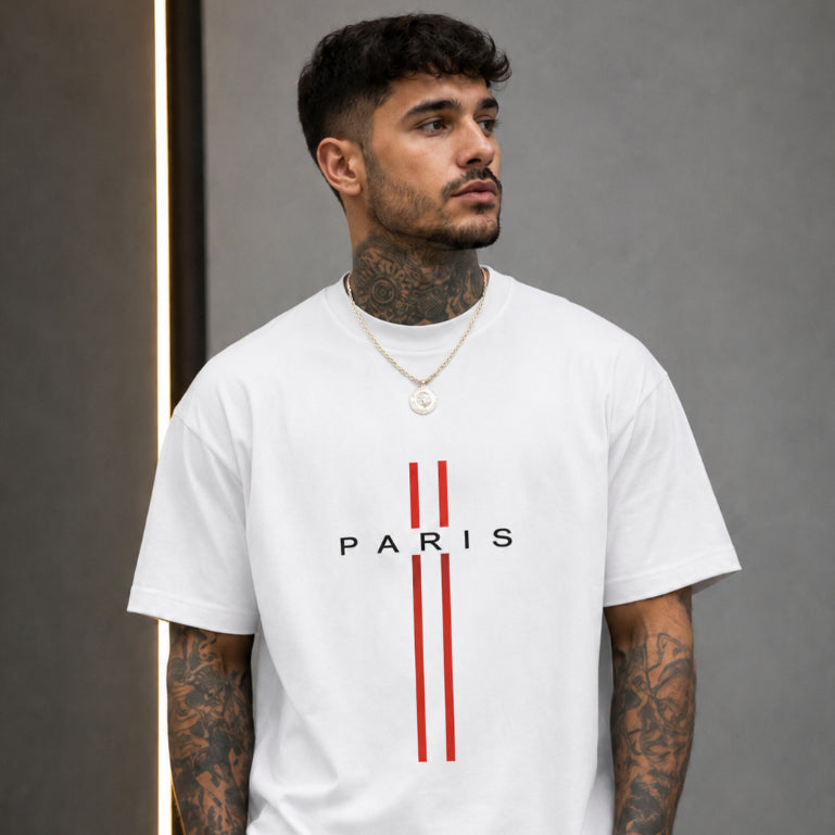 Camiseta Masculina Estampa Camisa Paris Vertical