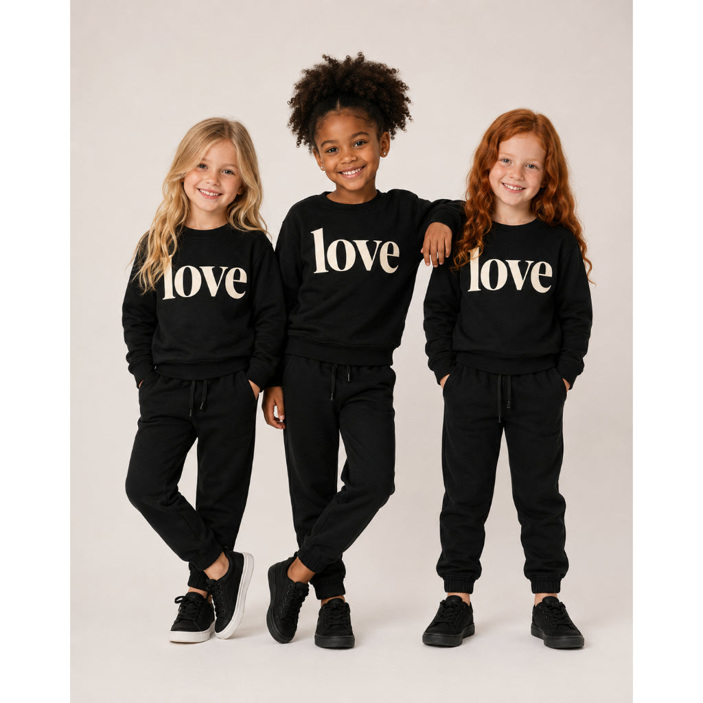 Conjunto Moleton Infantil Feminino Love e Calça Jogger
