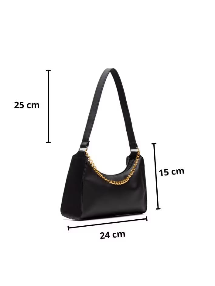 Medidas da bolsa baguete corrente feminina 24 por 15 centímetros