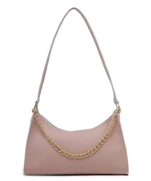 Bolsa baguete corrente feminina cor nude