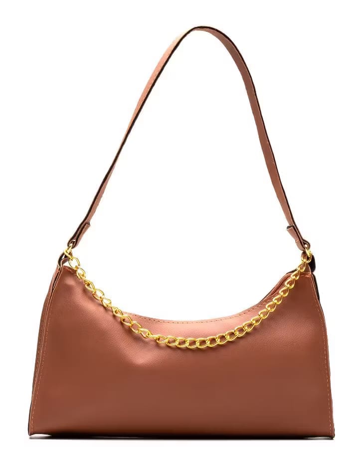 Bolsa baguete corrente feminina cor marrom