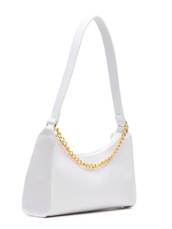 Bolsa baguete corrente feminina cor branca