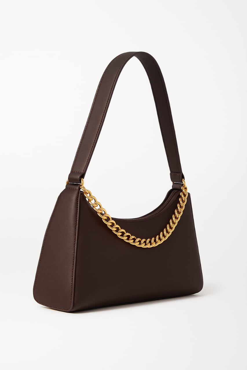 Bolsa baguete corrente feminina cor café
