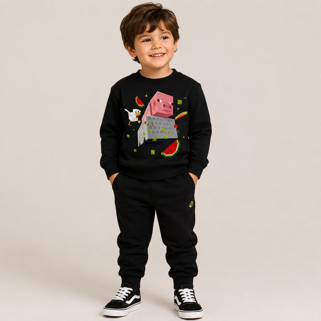 Conjunto Moleron Infantil Careca do Mine Craft e Calça
