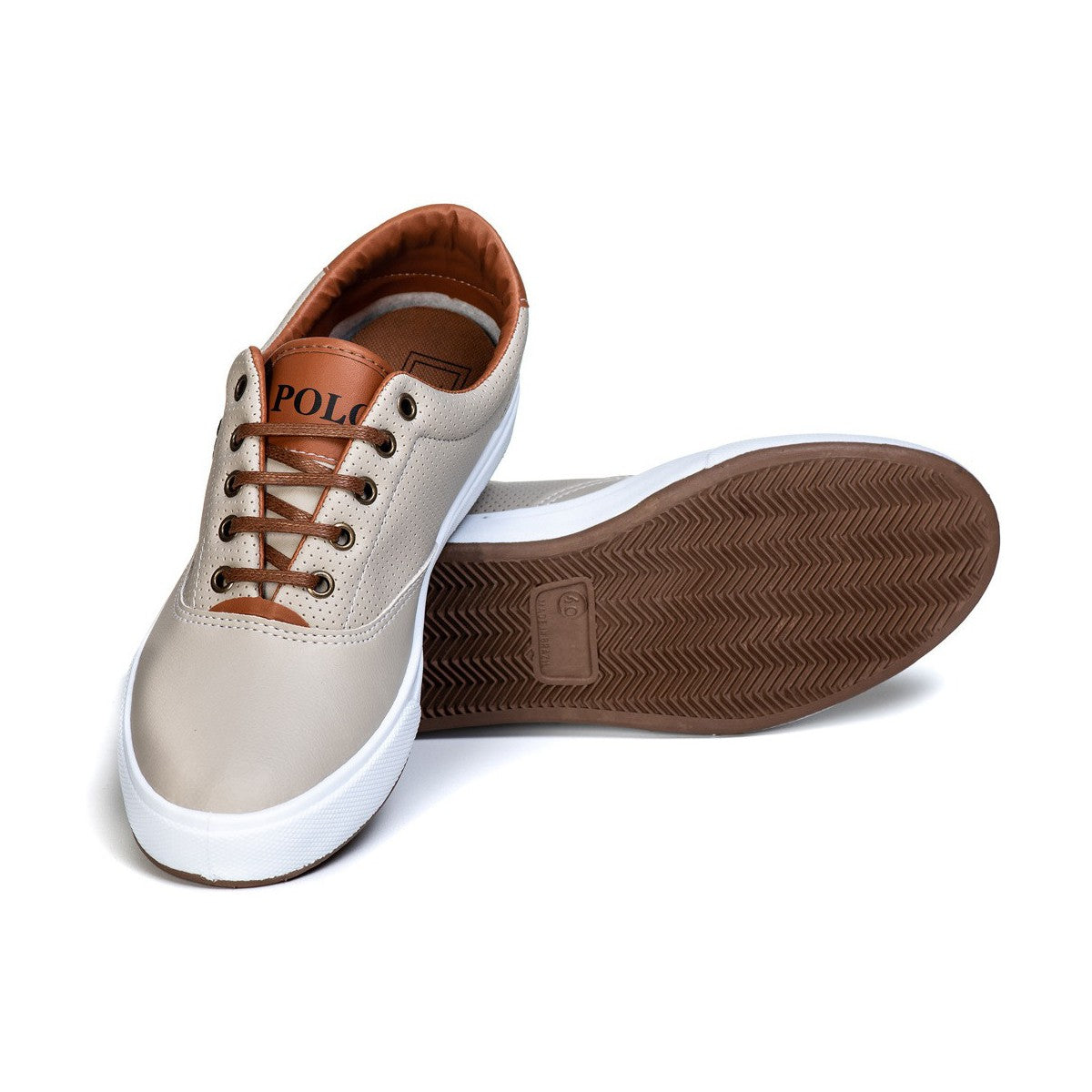 Sapatênis Masculino Casual — Bege — vista superior