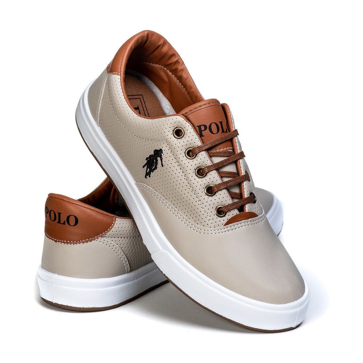 Sapatênis Masculino Casual — Bege — outro ângulo
