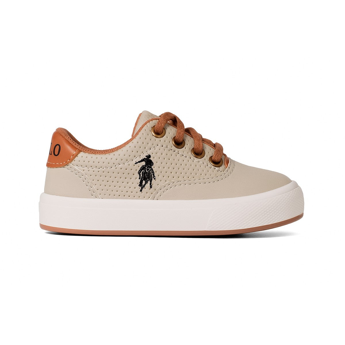Sapatênis Infantil Polo Roma Bege — Calçado Casual Confortável para Crianças, Solado Antiderrapante, Palmilha Macia e Cadarço Prático, Acabamento Premium Calçado Net, Ideal para Escola, Brincar e Passeios em Família