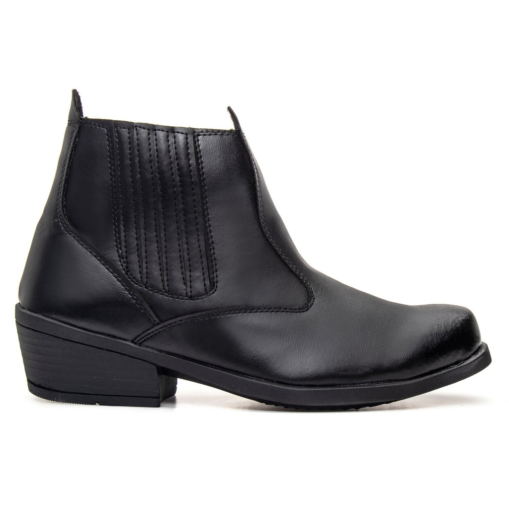 Botina Masculina Cano Médio — Preta — vista lateral