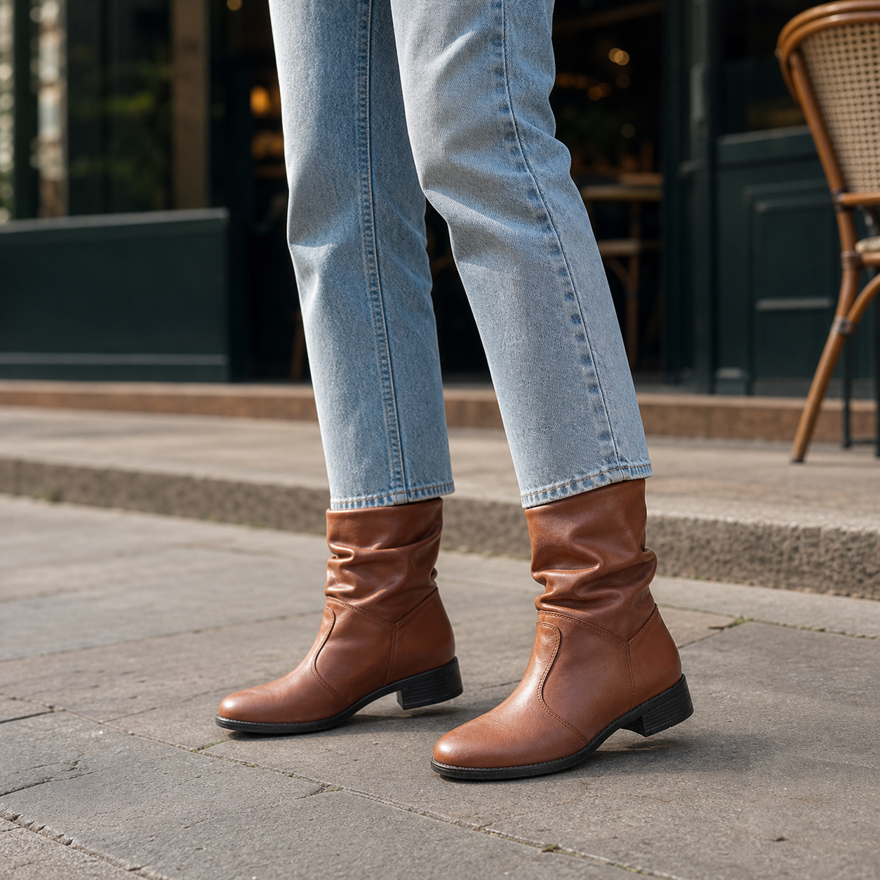 Bota Feminina Cano Médio — Caramelo — vista superior