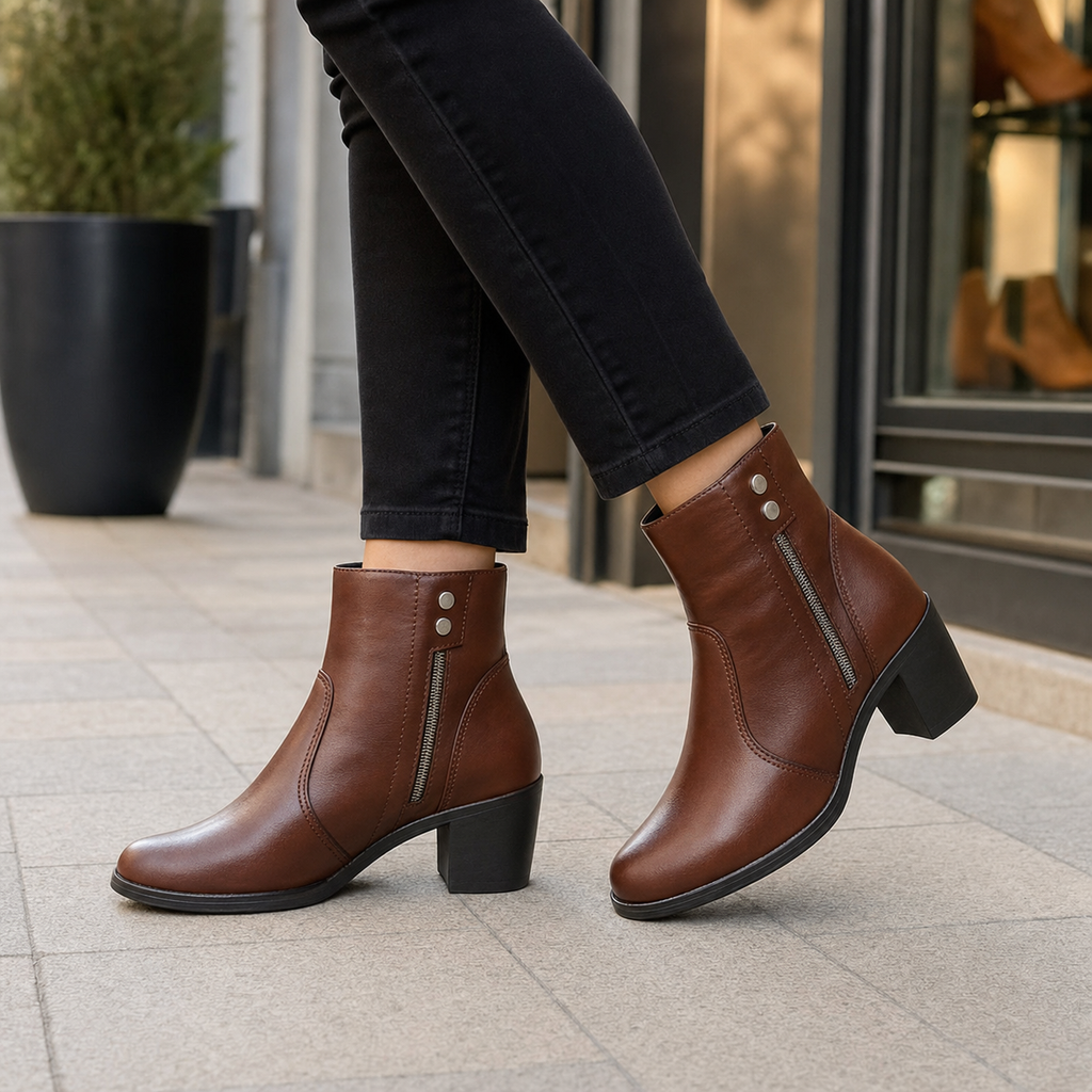 Bota Feminina Cano Médio — Marrom — vista superior
