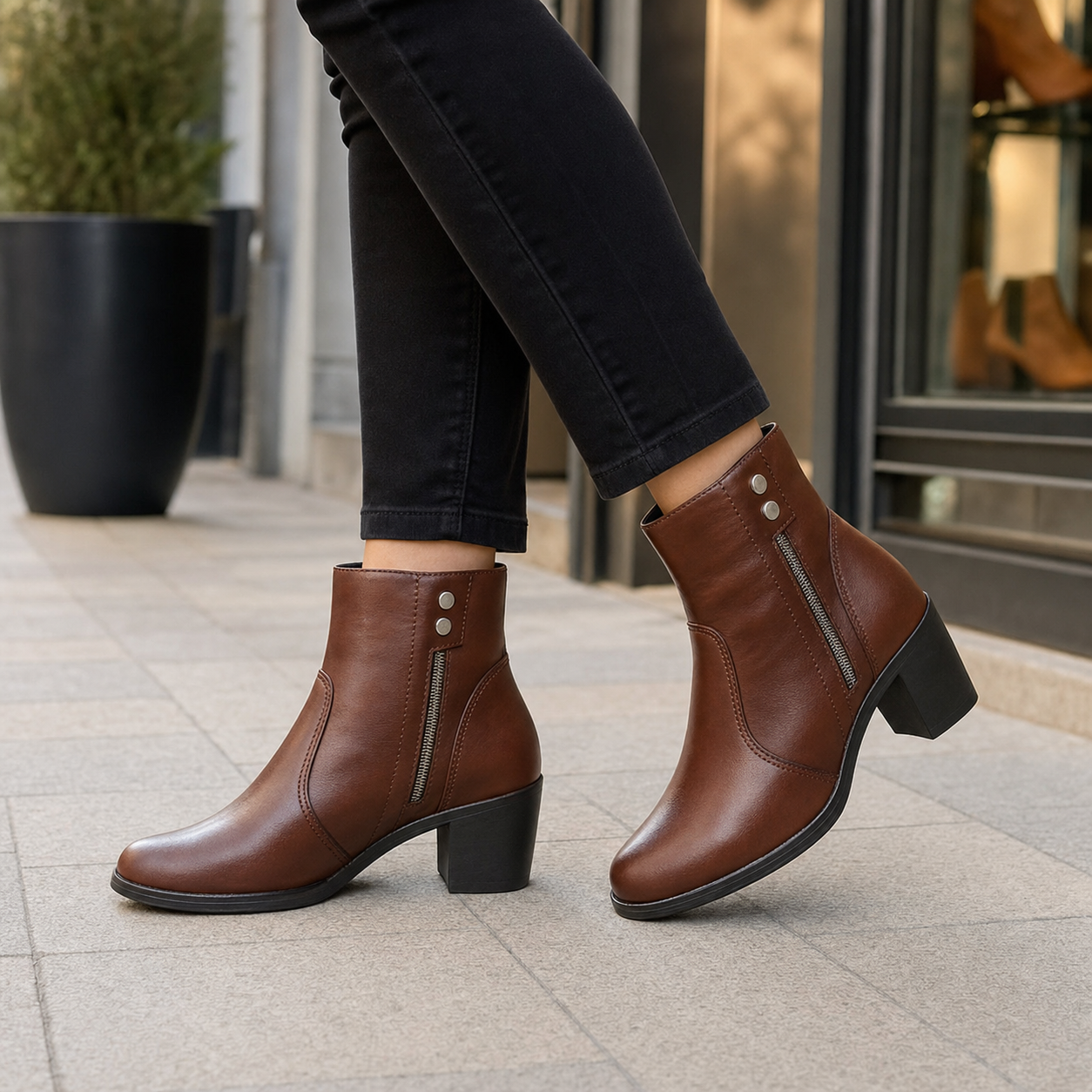 Bota Feminina Cano Médio — Marrom — vista superior