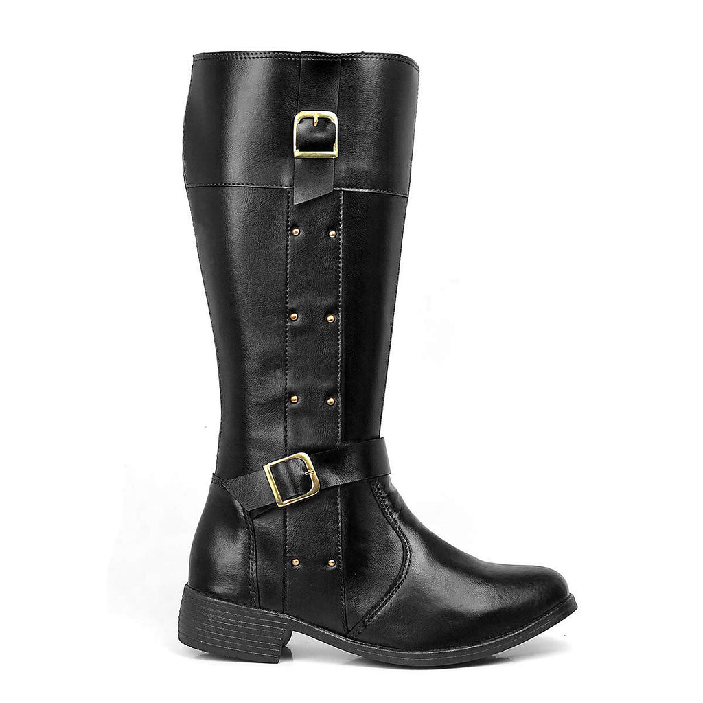 Bota Feminina Cano Alto Montaria — Preta — vista lateral