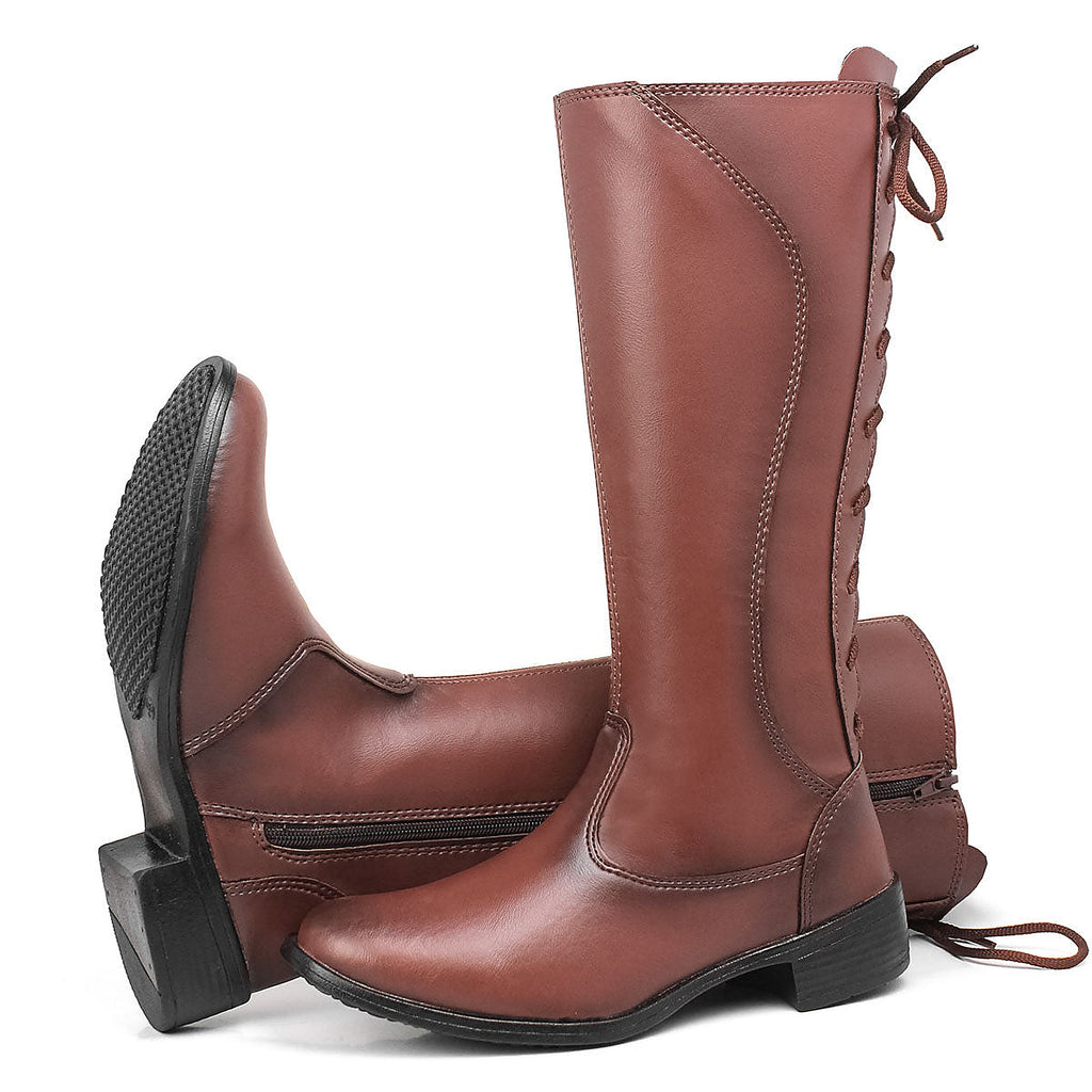 Bota Feminina Cano Alto Country — Marrom — vista lateral