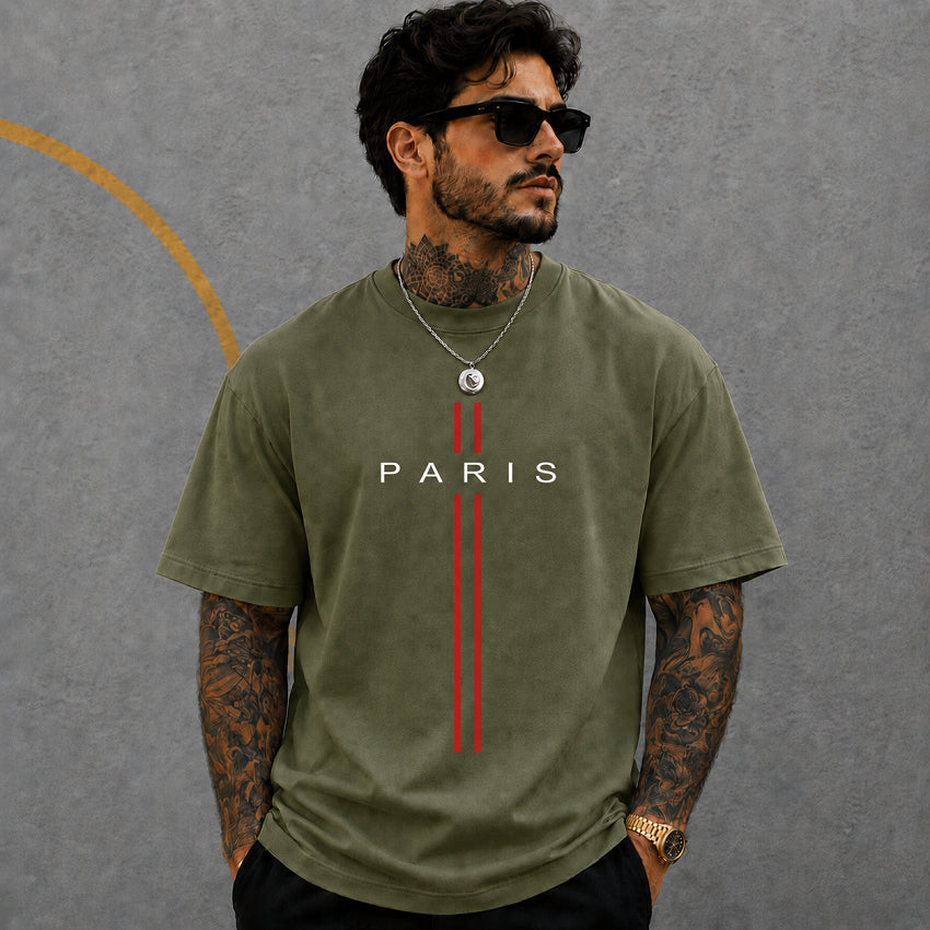 Camiseta Masculina Estampa Camisa Paris Vertical