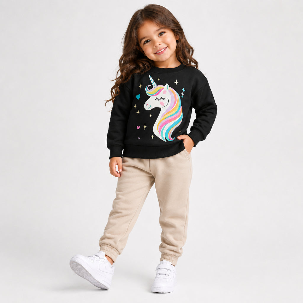 Conjunto Moleton Infantil Unicórnio Desenho Menina Broqueirinha