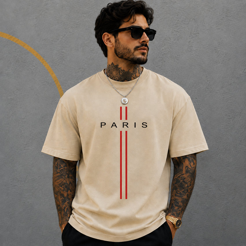 Camiseta Masculina Estampa Camisa Paris Vertical