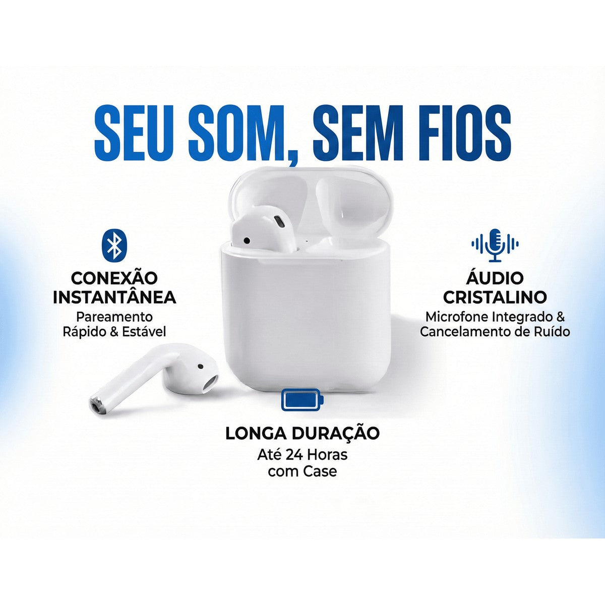 Fone Bluetooth Studio Sem Fio — Conexão Bluetooth Estável, Som Estéreo com Graves Definidos, Bateria de Longa Duração e Design Confortável, Ideal para Treino, Chamadas, Música e Uso no Dia a Dia