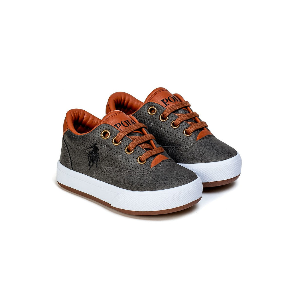 Sapatênis Infantil Polo Roma Grafite — Calçado Casual Confortável para Crianças, Solado Antiderrapante, Palmilha Macia e Cadarço Prático, Acabamento Premium Calçado Net, Ideal para Escola, Brincar e Passeios em Família