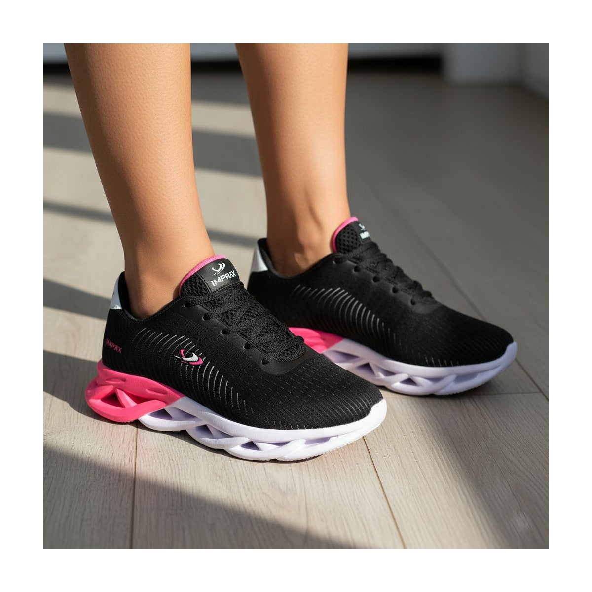 Tênis Feminino Casual Esportivo — Preto — detalhe