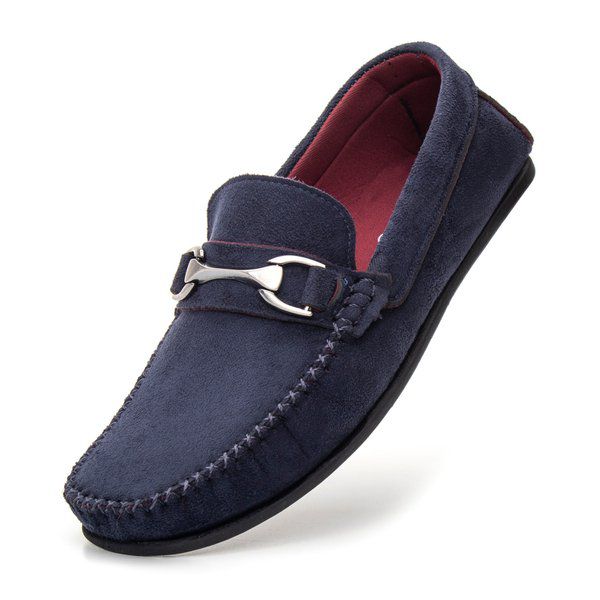 Mocassim Masculino com Fivela — Azul — vista lateral