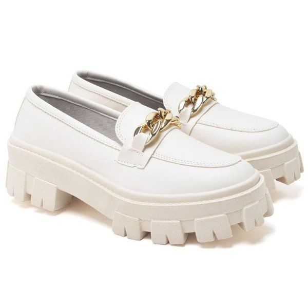 Mocassim Feminino Tratorado — Branco — vista frontal