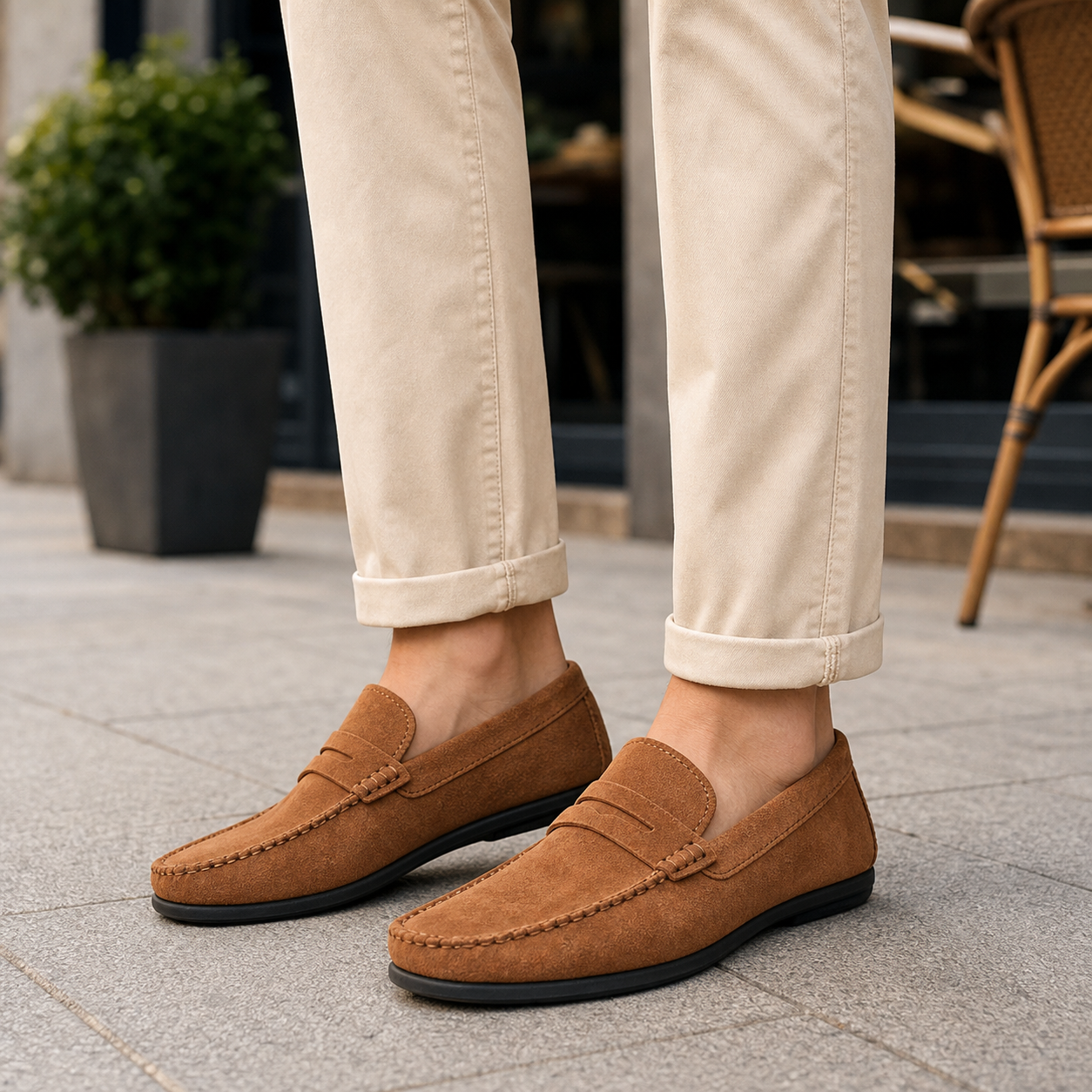 Mocassim Masculino Loafer — Caramelo — vista frontal