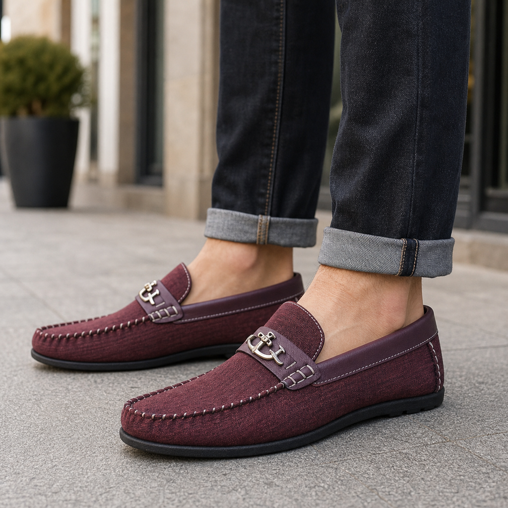 Mocassim Masculino — Vinho — vista frontal