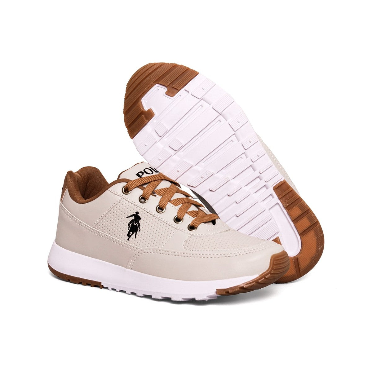 Sapatênis Masculino Casual — Bege — vista superior