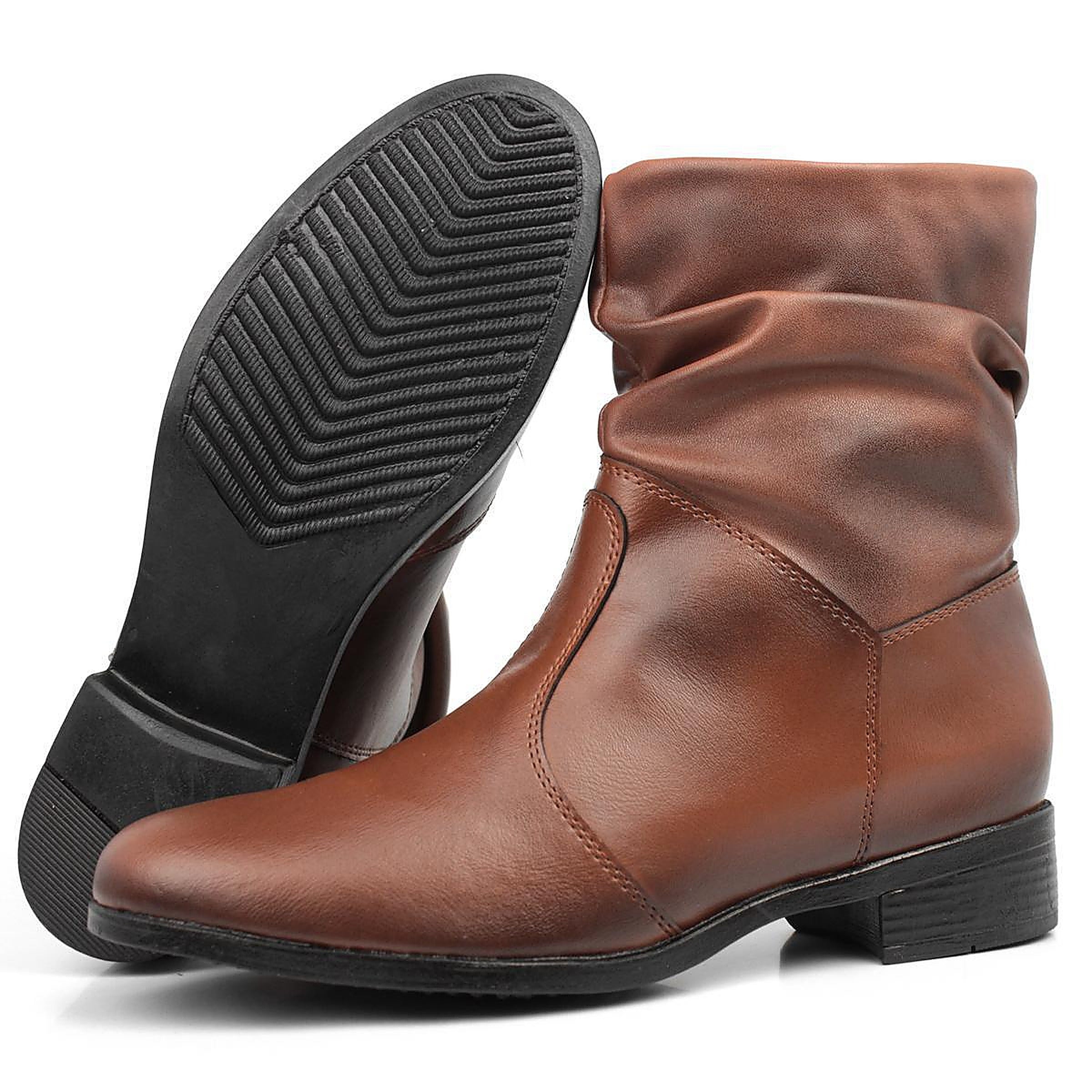 Bota Feminina Cano Médio — Caramelo — vista lateral