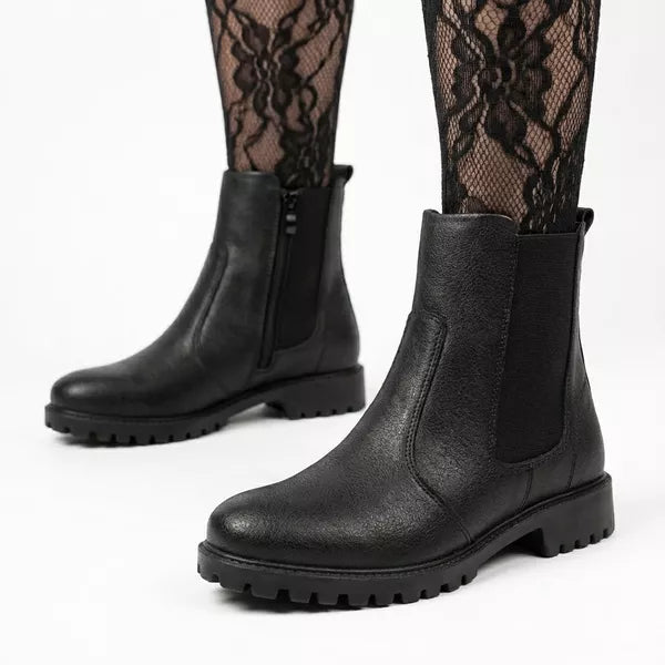 Bota Cano Curto Bianca preto — vista traseira