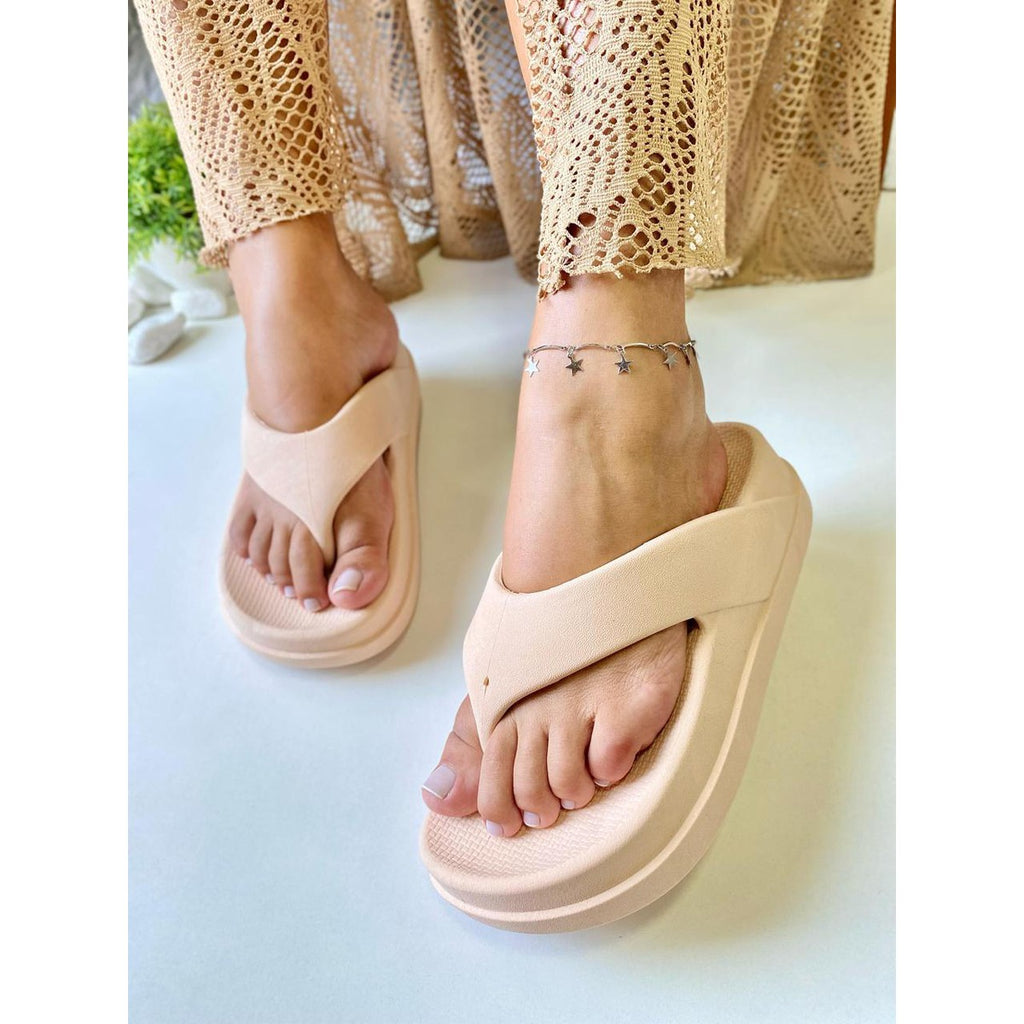 Chinelo Masculino Slide — Nude — vista frontal